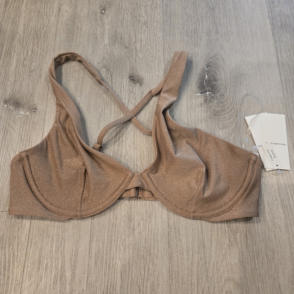 Abercrombie & Fitch Shimmer Underwire Bralette Bathing Suit Top Sz Small NWT